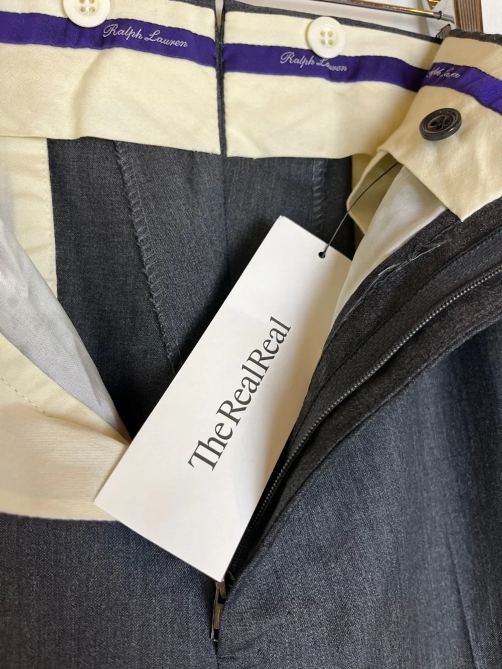 Ralph Lauren Purple Label Men’s Gray Wool Dress Trousers Hand Tailored 39x30 - Picture 12 of 14